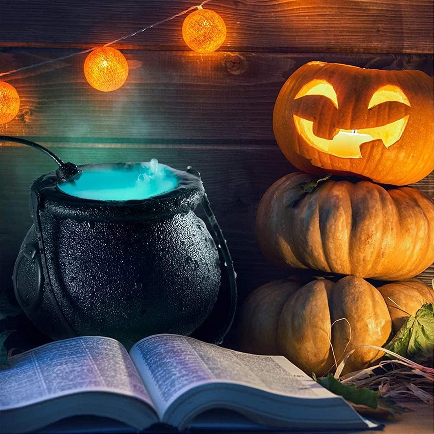 Halloween Witch Cauldron Color-Changing LED Fogger Water Fountain