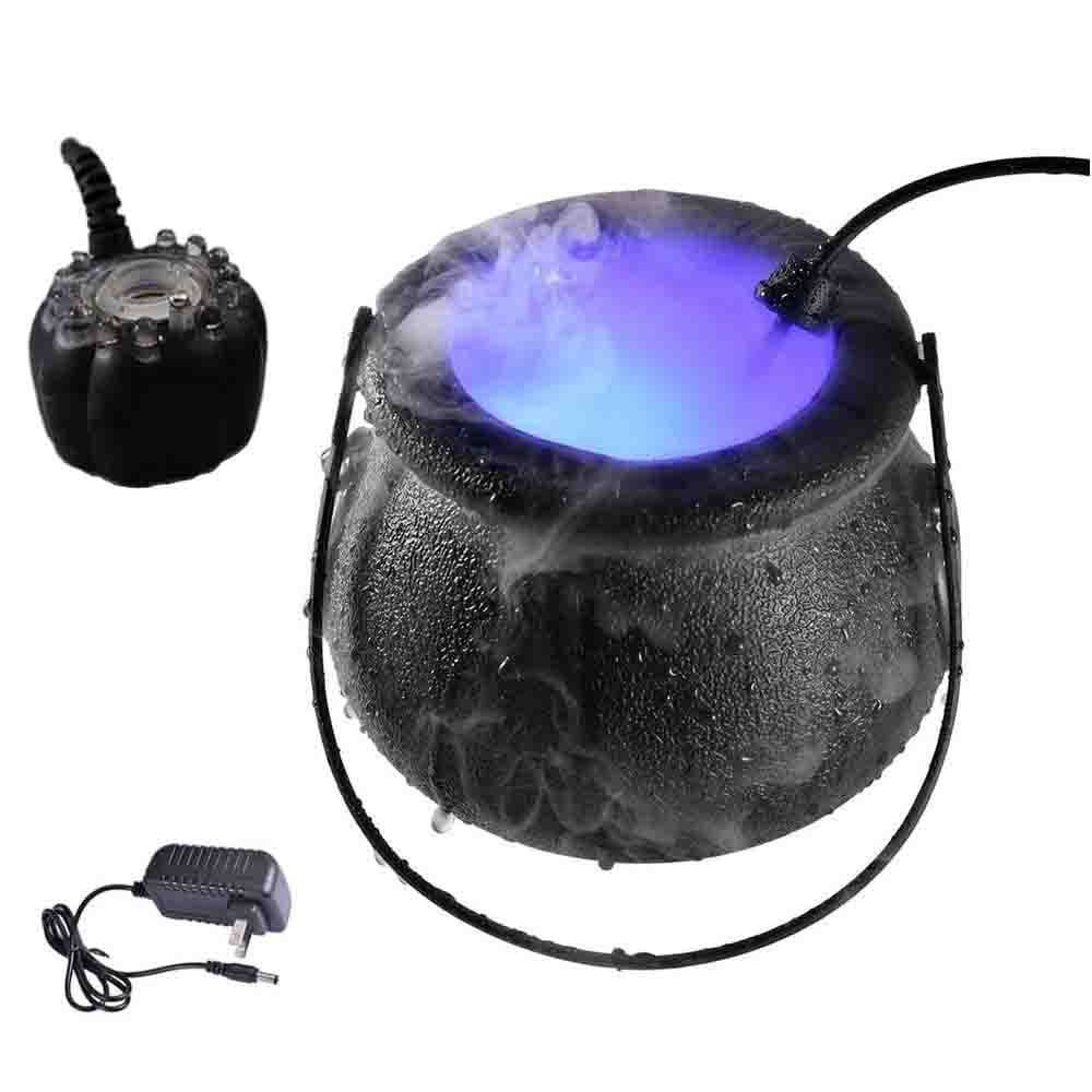 Halloween Witch Cauldron Color-Changing LED Fogger Water Fountain