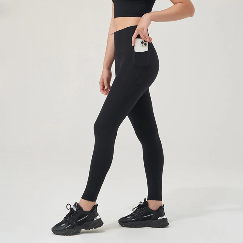 Women Leggings With Pocket High Waist Elasticity - Tekriv