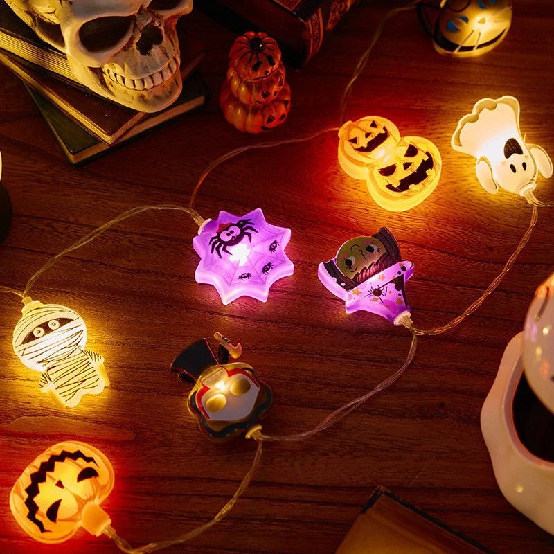 Halloween LED String Lights - Pumpkins, Ghosts and Spiders