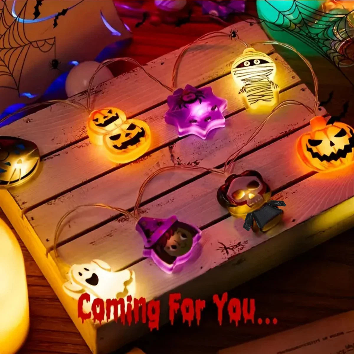 Halloween LED String Lights - Pumpkins, Ghosts and Spiders