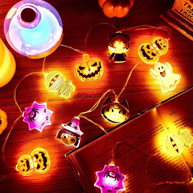 Halloween LED String Lights - Pumpkins, Ghosts and Spiders