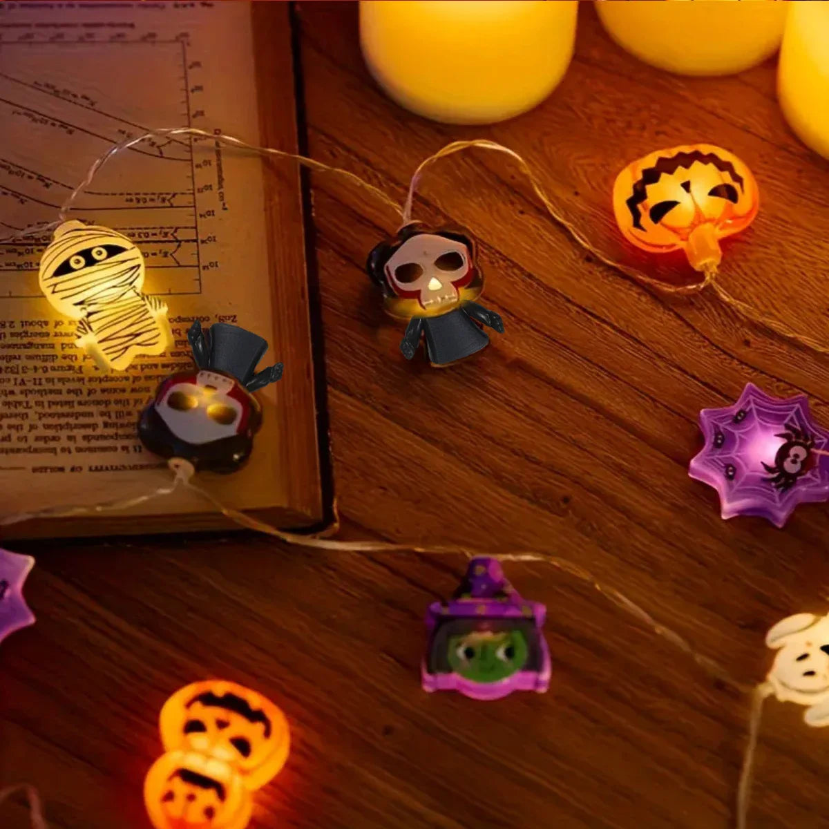 Halloween LED String Lights - Pumpkins, Ghosts and Spiders